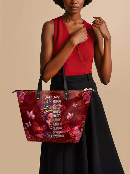 Afroyla "Imani" Pomegranate Red Leather Tote Bag