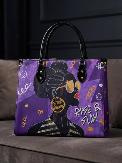 Afroyla "Sanaa" Purple Crayon Leather Handbag
