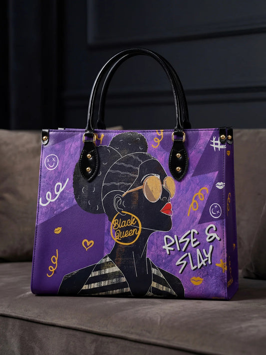 Afroyla "Sanaa" Purple Crayon Leather Handbag