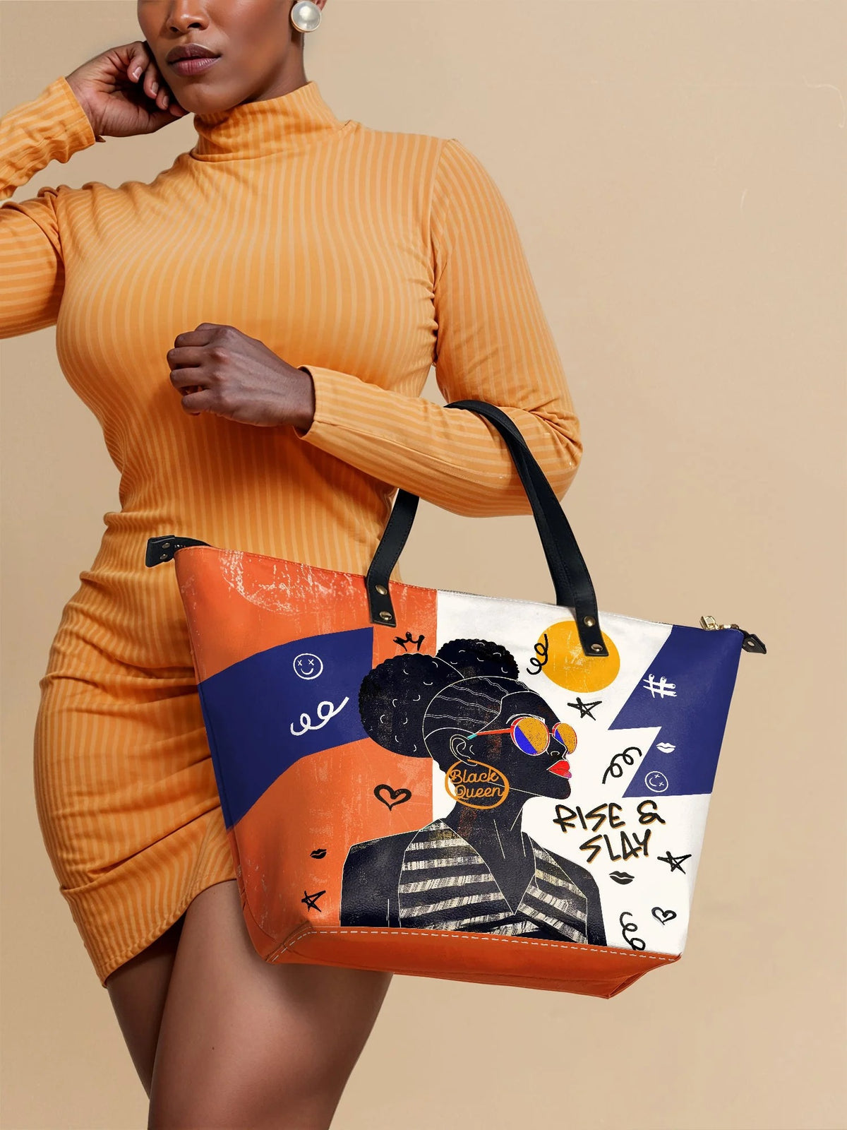 Afroyla "Sanaa" Salt Pop Leather Tote Bag