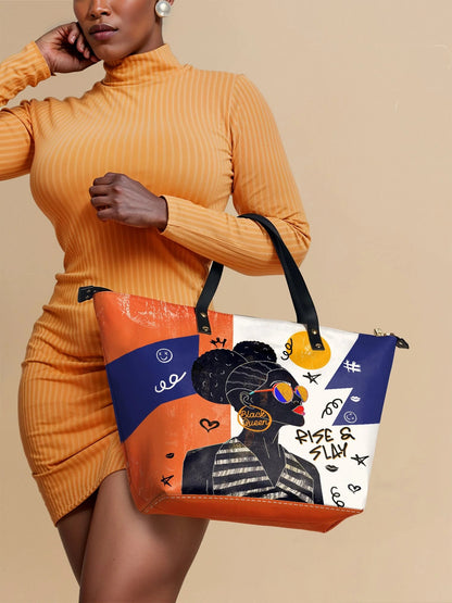 Afroyla "Sanaa" Salt Pop Leather Tote Bag