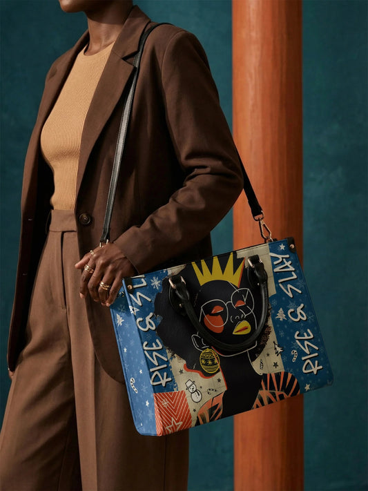 Afroyla "Aina" Blueberry Snow Leather Handbag