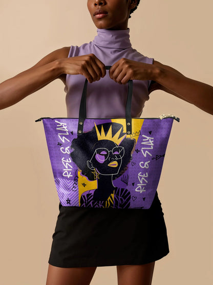Afroyla "Aina" Grape Soda Leather Tote Bag