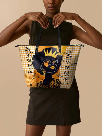 Afroyla "Aina" Honeycomb Leather Tote Bag