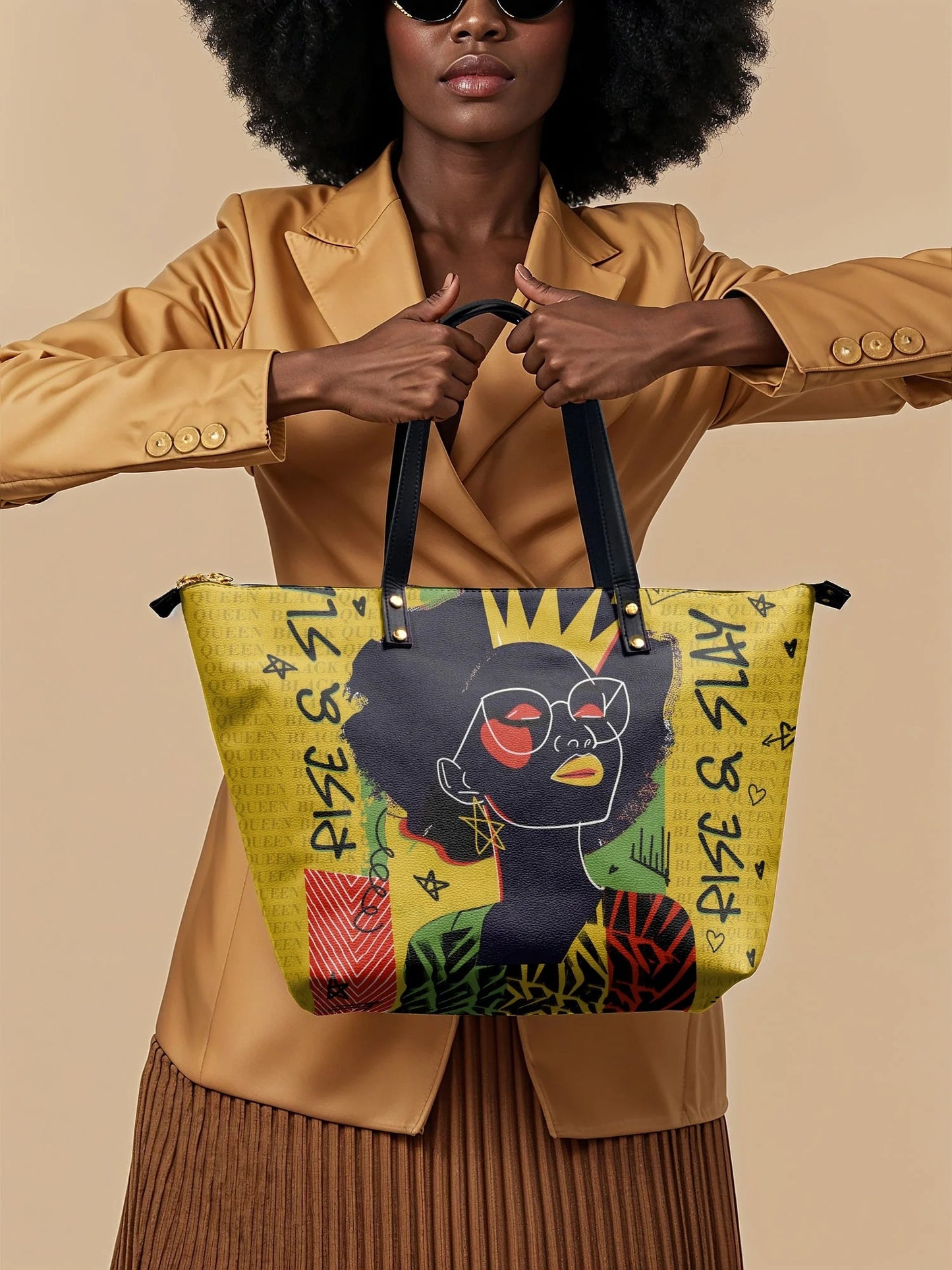 Afroyla "Aina" Lemon Zest Leather Tote Bag