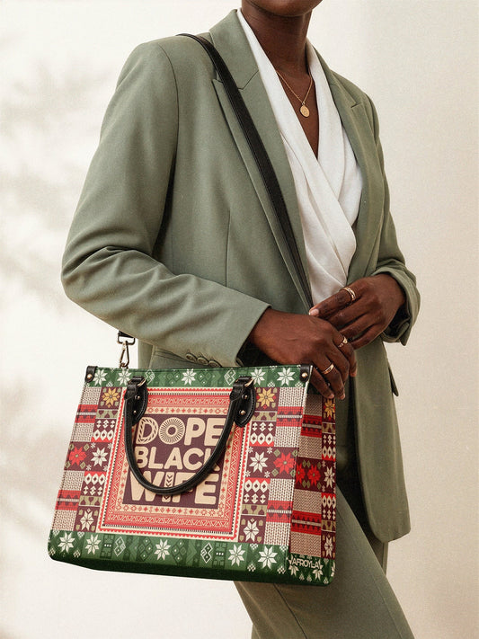 Afroyla "Dope Black Wife" Frosted Pine Leather Handbag