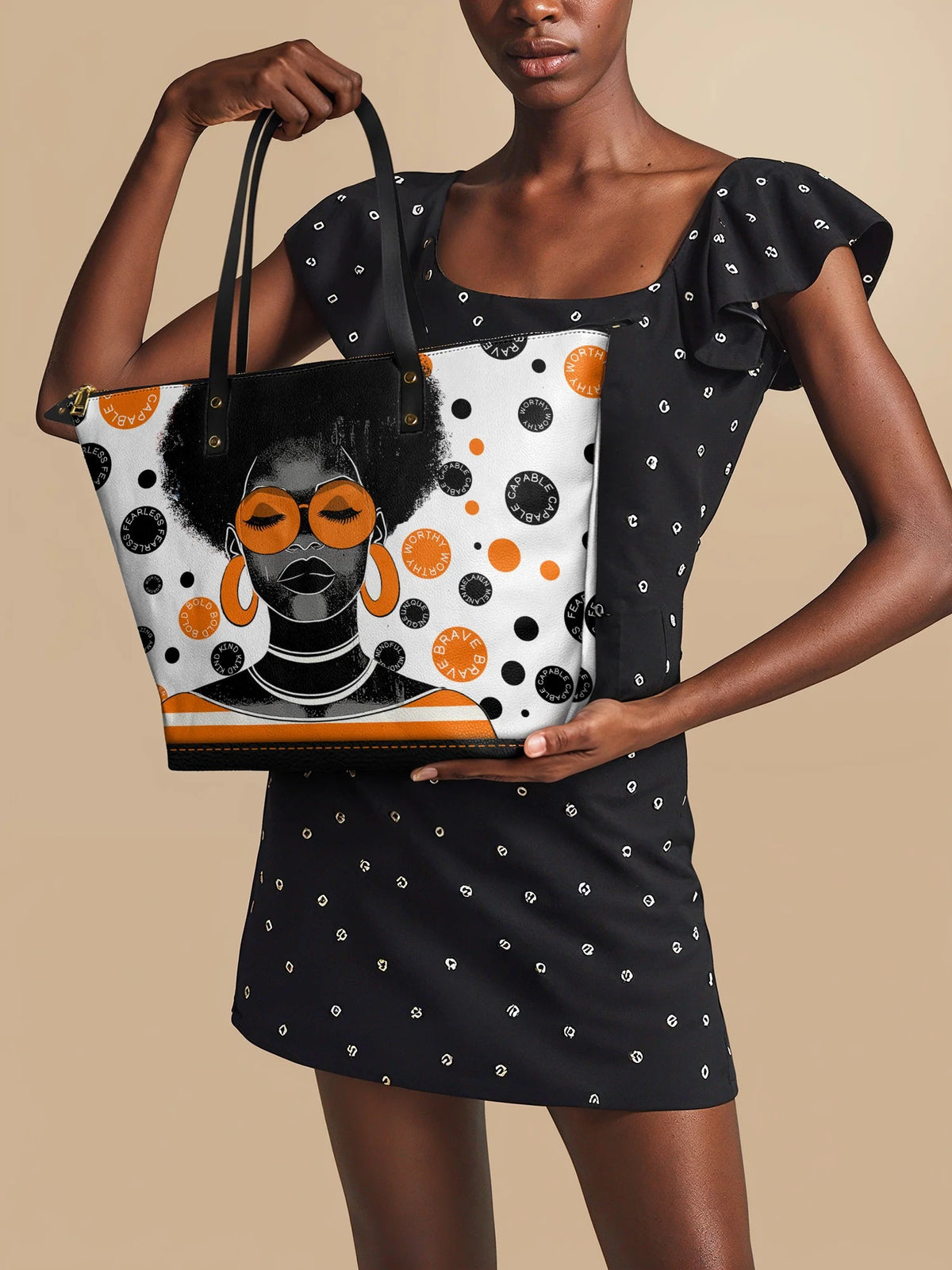 Afroyla "Fahari" Marshmallow Citrus Leather Tote Bag