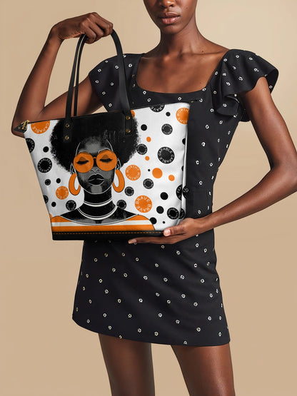 Afroyla "Fahari" Marshmallow Citrus Leather Tote Bag