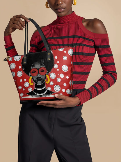 Afroyla "Fahari" Strawberry Pop Leather Tote Bag