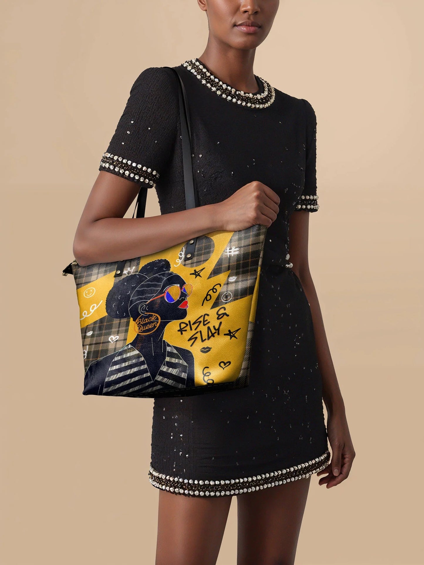 Afroyla "Sanaa" Cornbread Leather Tote Bag