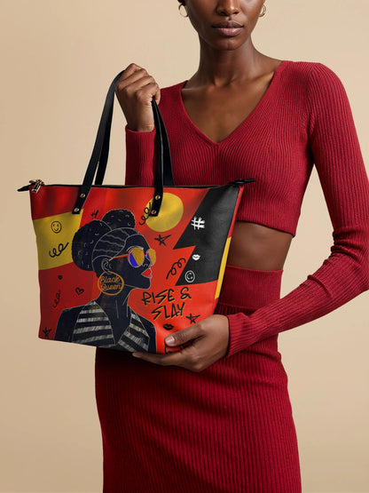 Afroyla "Sanaa" Paprika Leather Tote Bag