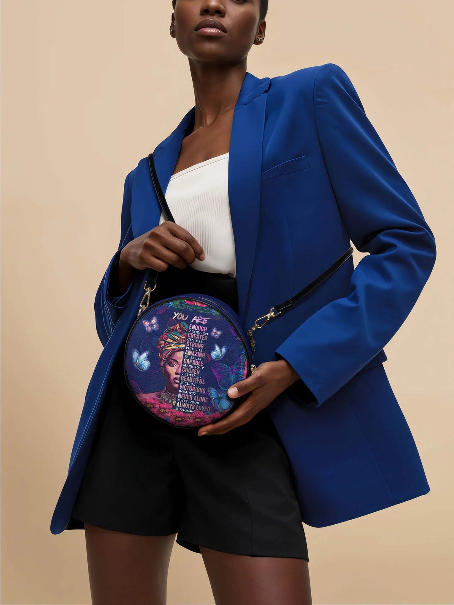 Afroyla "Imani" Blue Orchid Circle Crossbody Bag