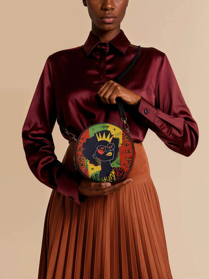 Afroyla "Aina" Flame Red Circle Crossbody Bag