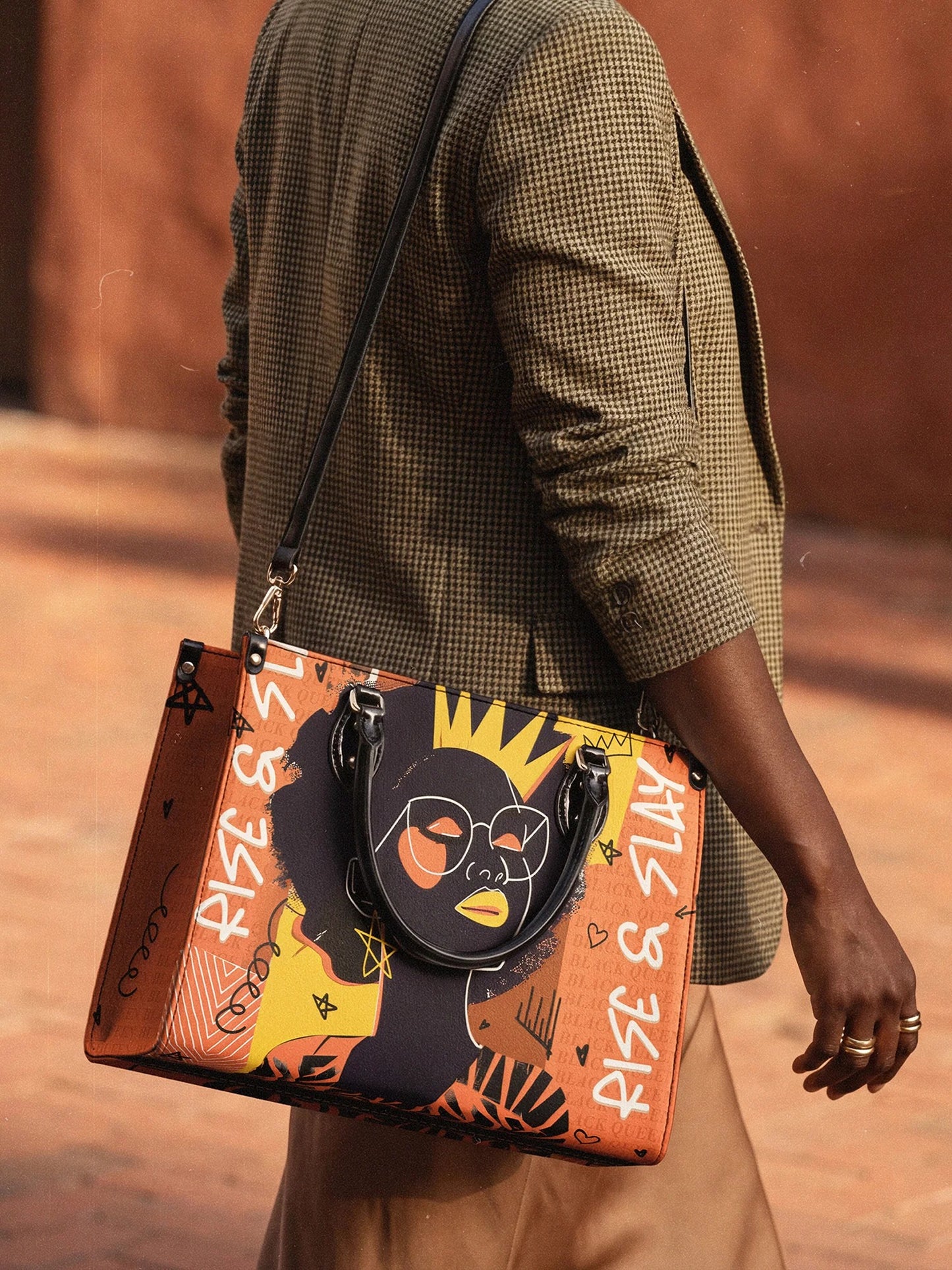 Afroyla "Aina" Orange Sorbet Leather Handbag