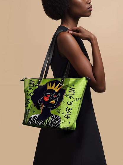 Afroyla "Aina" Lime Pop Leather Tote Bag