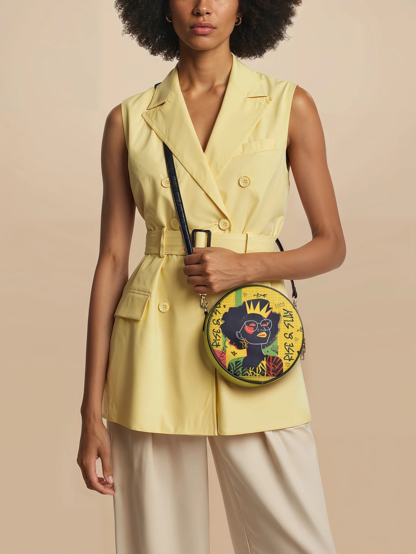 Afroyla "Aina" Lemon Zest Circle Crossbody Bag