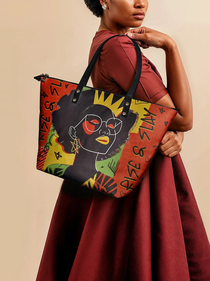 Afroyla "Aina" Flame Red Leather Tote Bag
