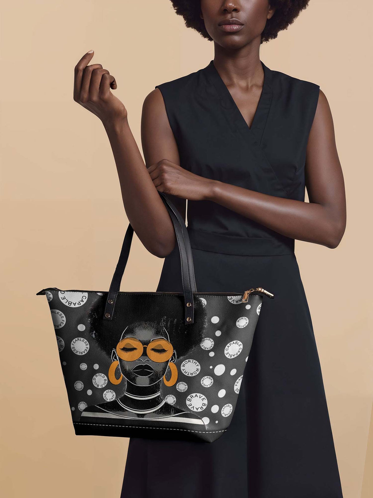 Afroyla "Fahari" Monochrome Leather Tote Bag