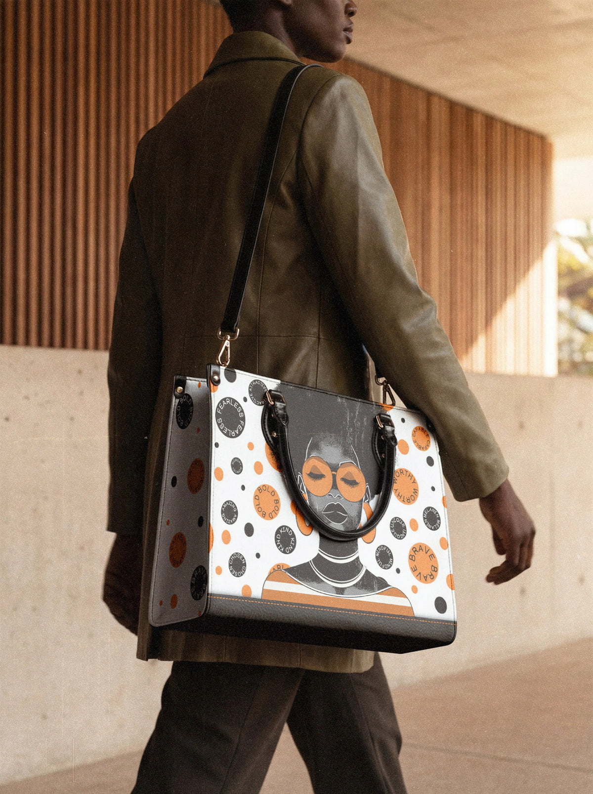 Afroyla "Fahari" Marshmallow Citrus Leather Handbag