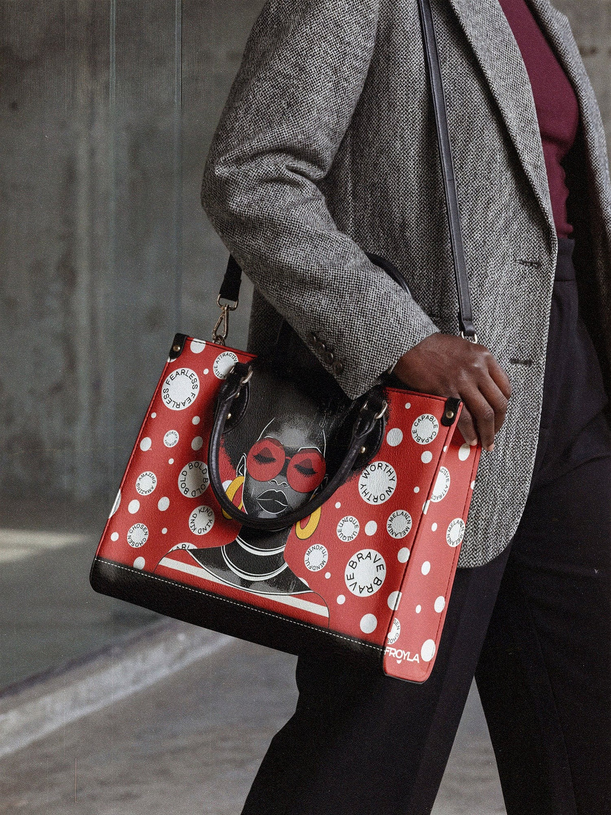 Afroyla "Fahari" Strawberry Pop Leather Handbag
