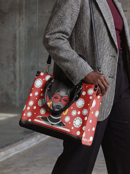 Afroyla "Fahari" Strawberry Pop Leather Handbag