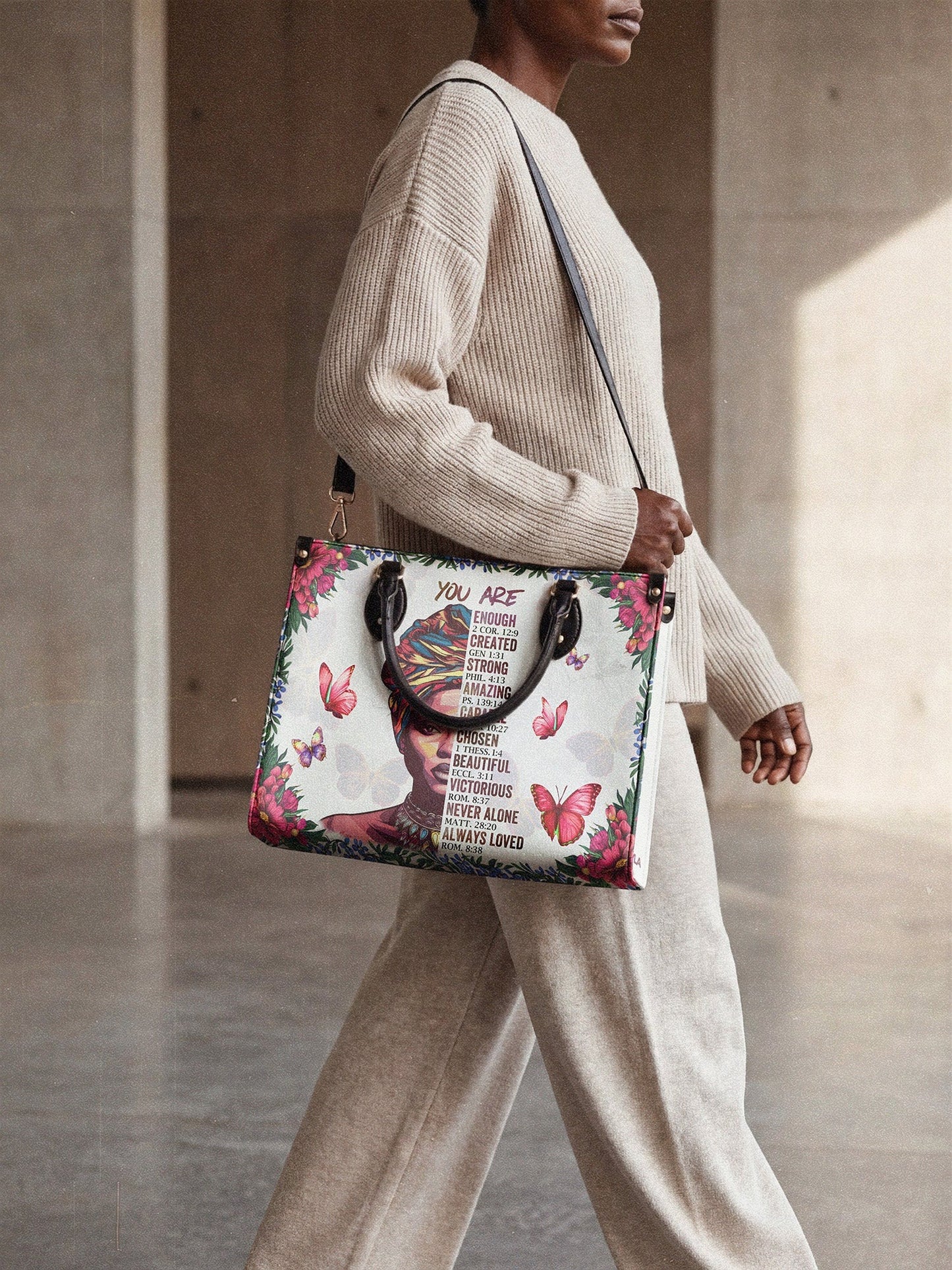 Afroyla "Imani" Dove White Leather Handbag
