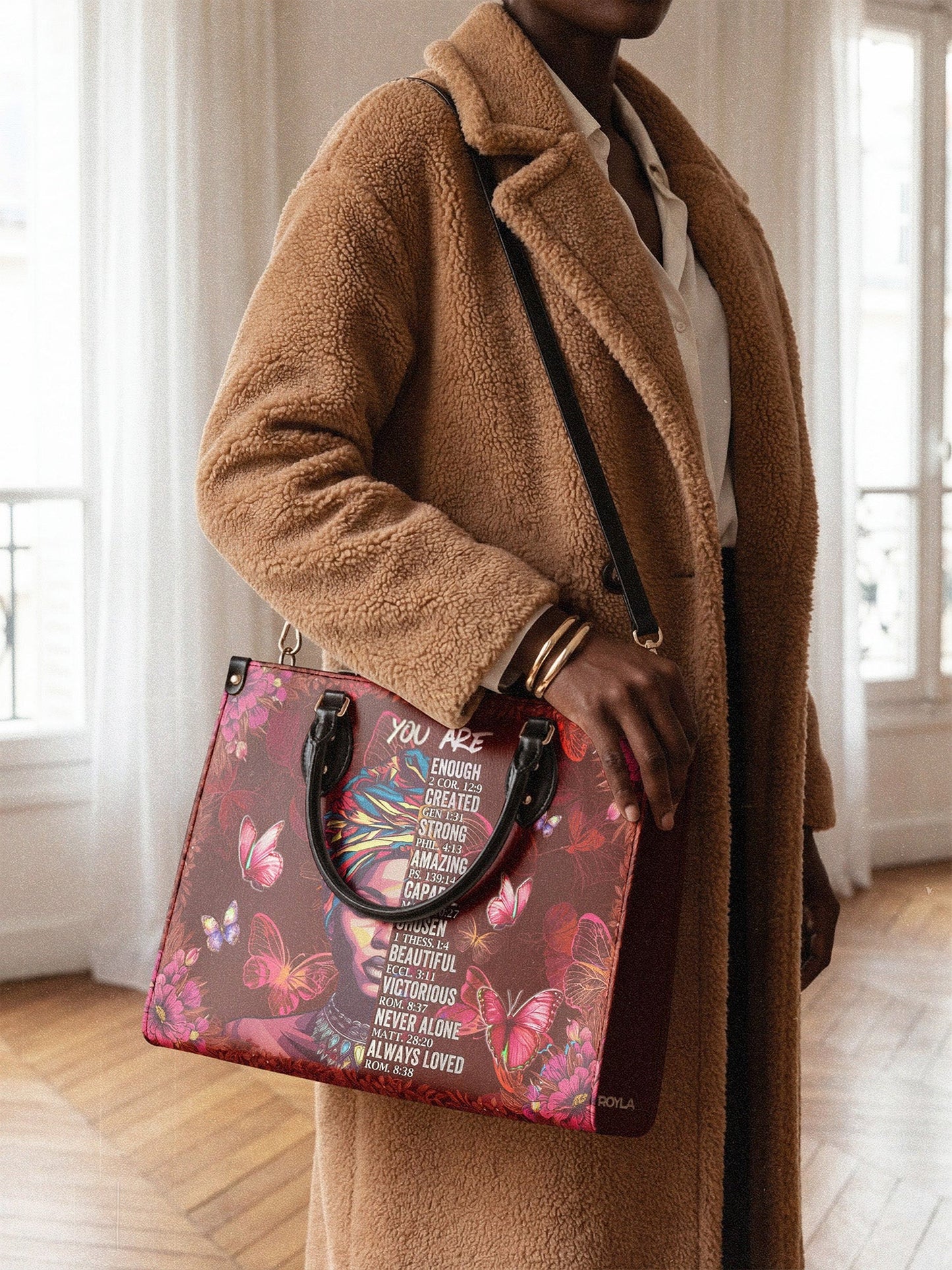 Afroyla "Imani" Pomegranate Red Leather Handbag