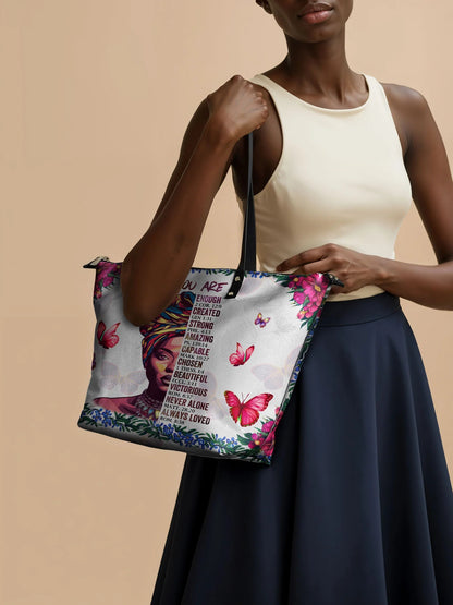 Afroyla "Imani" Dove White Leather Tote Bag