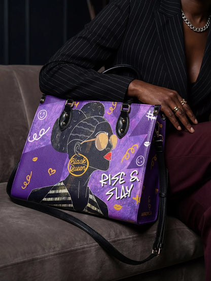 Afroyla "Sanaa" Purple Crayon Leather Handbag