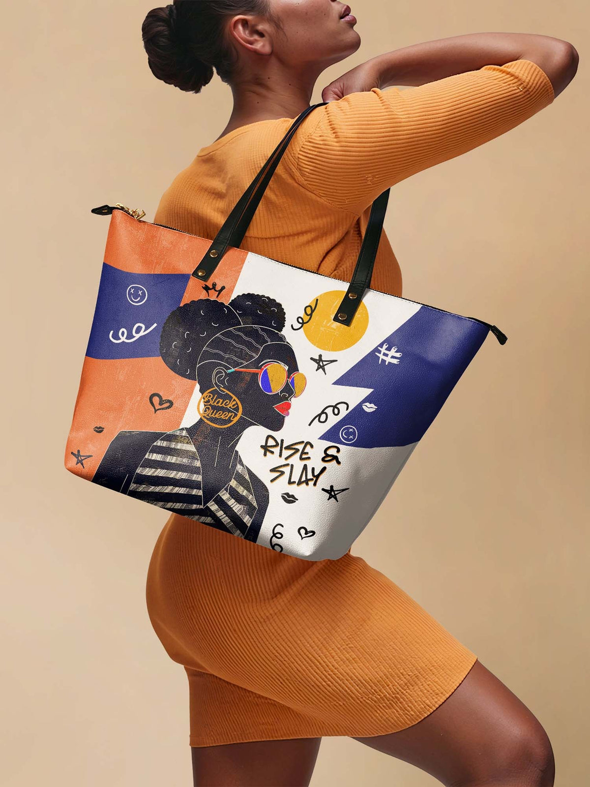 Afroyla "Sanaa" Salt Pop Leather Tote Bag