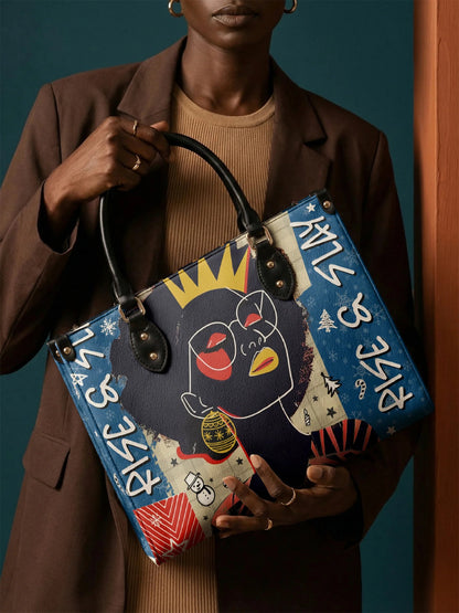 Afroyla "Aina" Blueberry Snow Leather Handbag