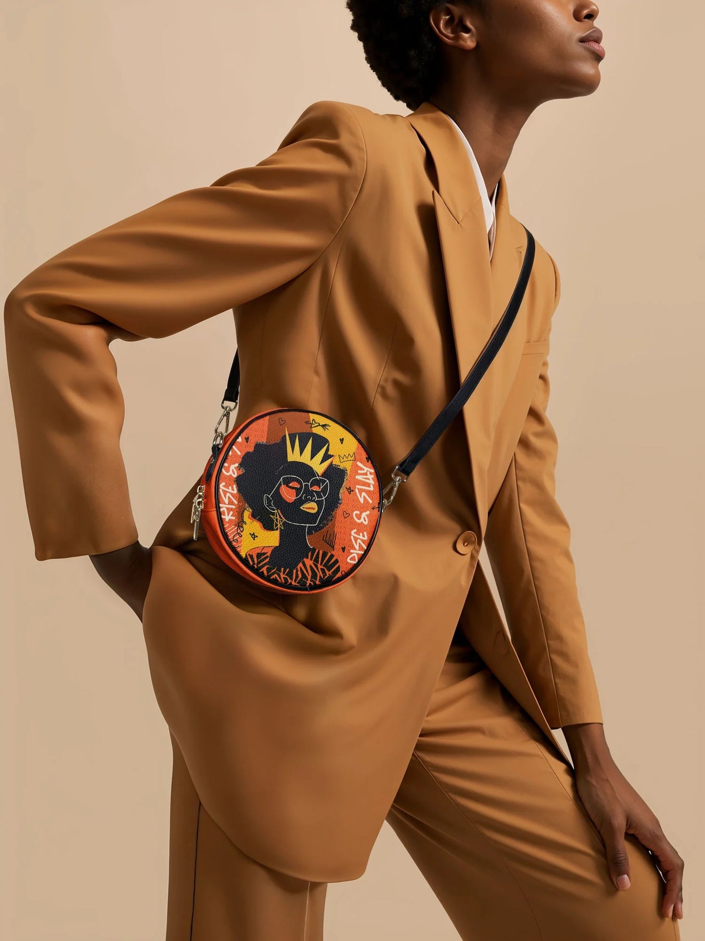 Afroyla "Aina" Orange Sorbet Circle Crossbody Bag