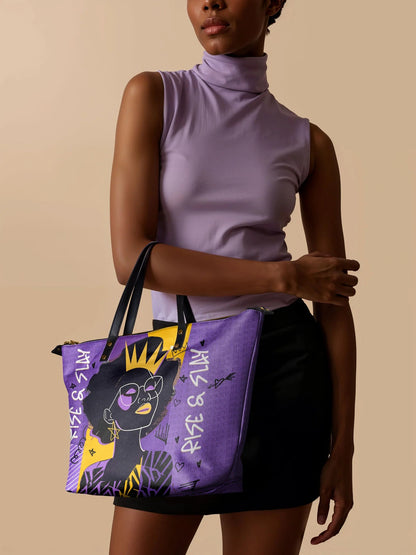Afroyla "Aina" Grape Soda Leather Tote Bag