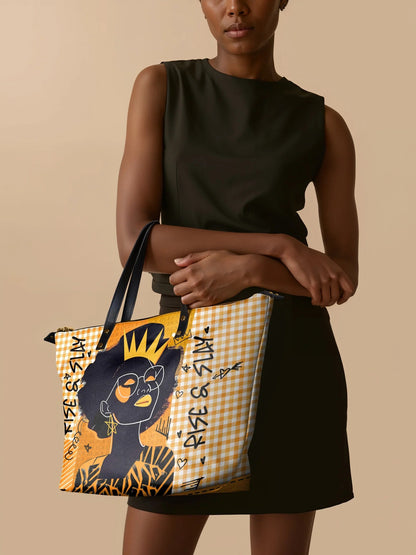 Afroyla "Aina" Honeycomb Leather Tote Bag
