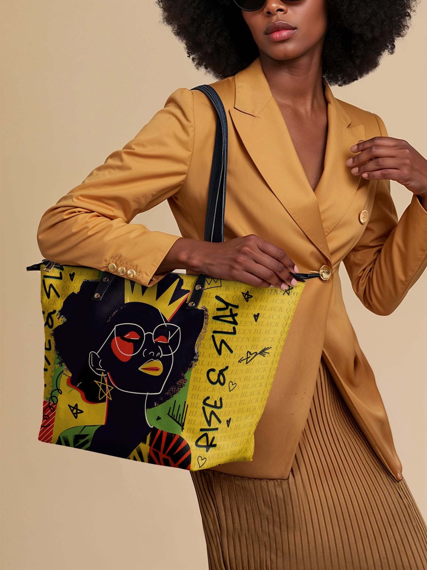 Afroyla "Aina" Lemon Zest Leather Tote Bag