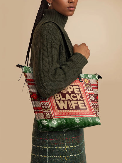 Afroyla "Dope Black Wife" Frosted Pine Leather Tote Bag