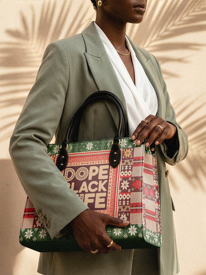 Afroyla "Dope Black Wife" Frosted Pine Leather Handbag