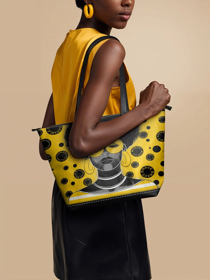 Afroyla "Fahari" Marigold Pop Leather Tote Bag