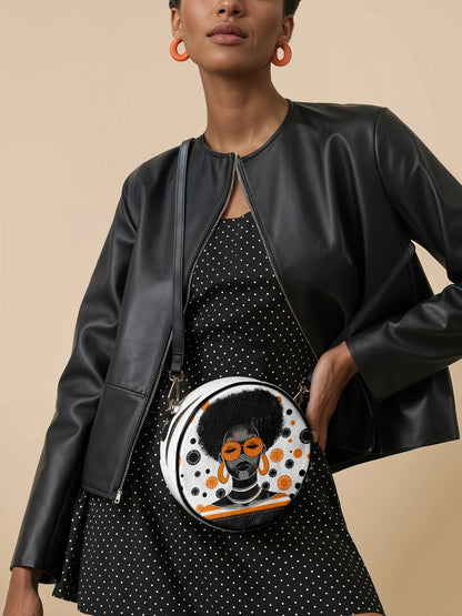 Afroyla "Fahari" Marshmallow Citrus Circle Crossbody Bag