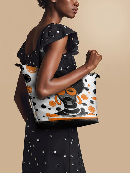 Afroyla "Fahari" Marshmallow Citrus Leather Tote Bag
