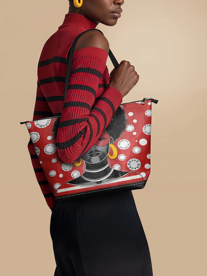 Afroyla "Fahari" Strawberry Pop Leather Tote Bag