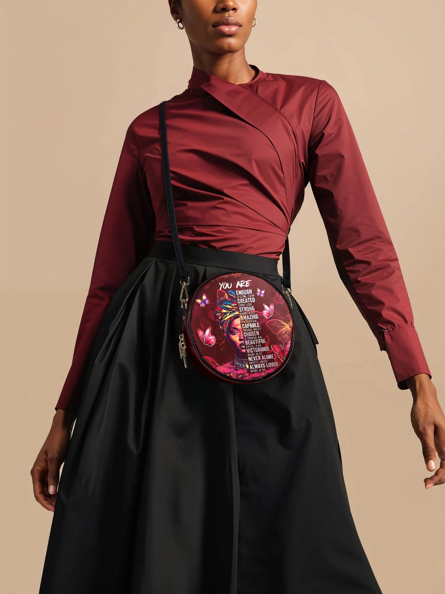 Afroyla "Imani" Pomegranate Red Circle Crossbody Bag