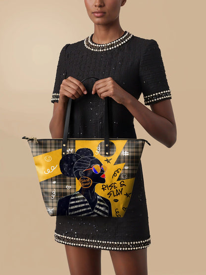 Afroyla "Sanaa" Cornbread Leather Tote Bag