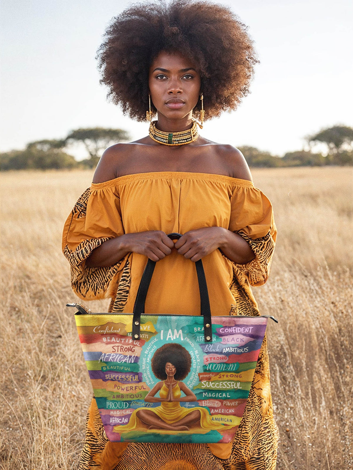Afroyla "AfroEssence" Leather Tote Bag