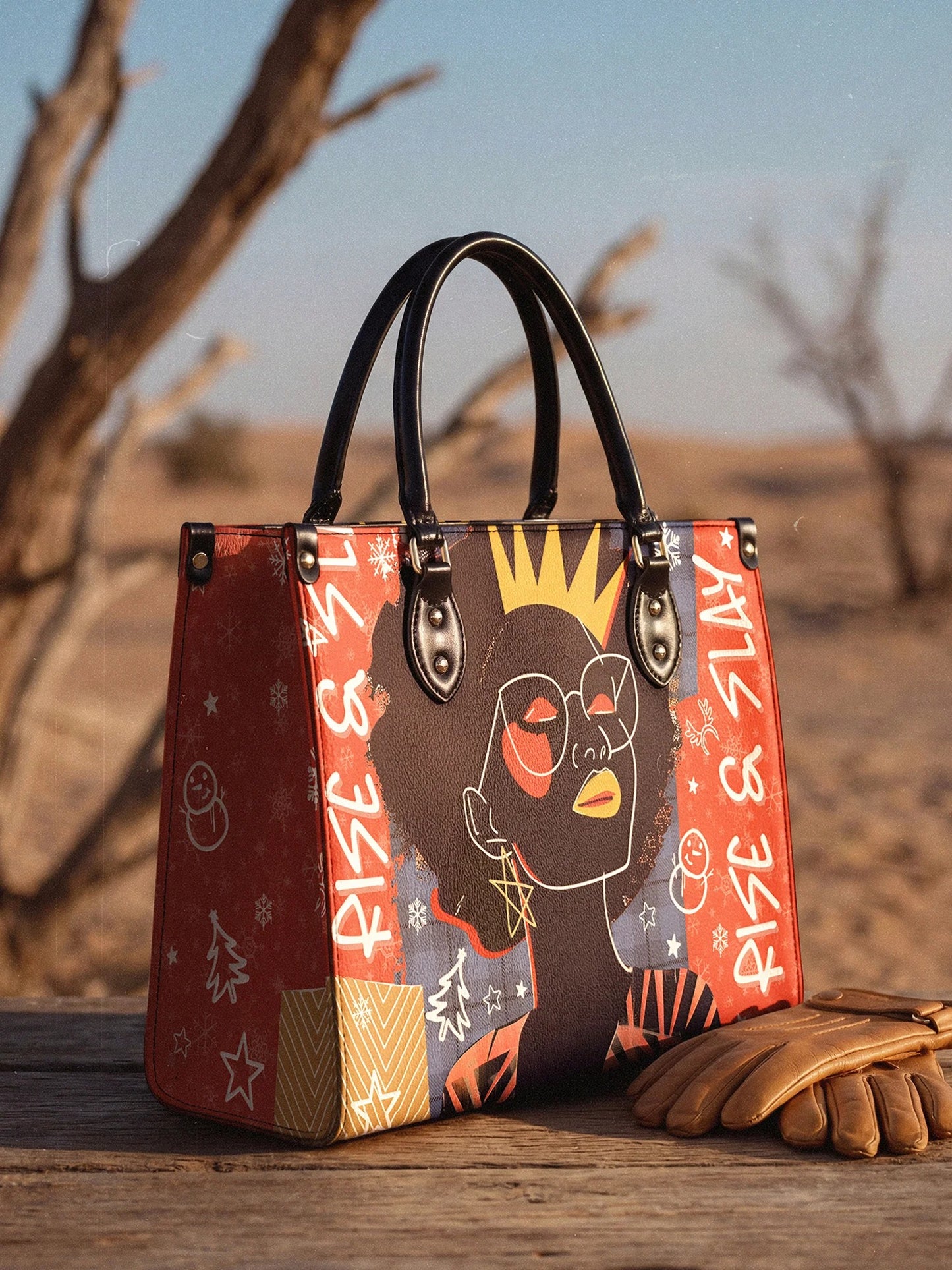 Afroyla "Aina" Frosted Cherry Leather Handbag