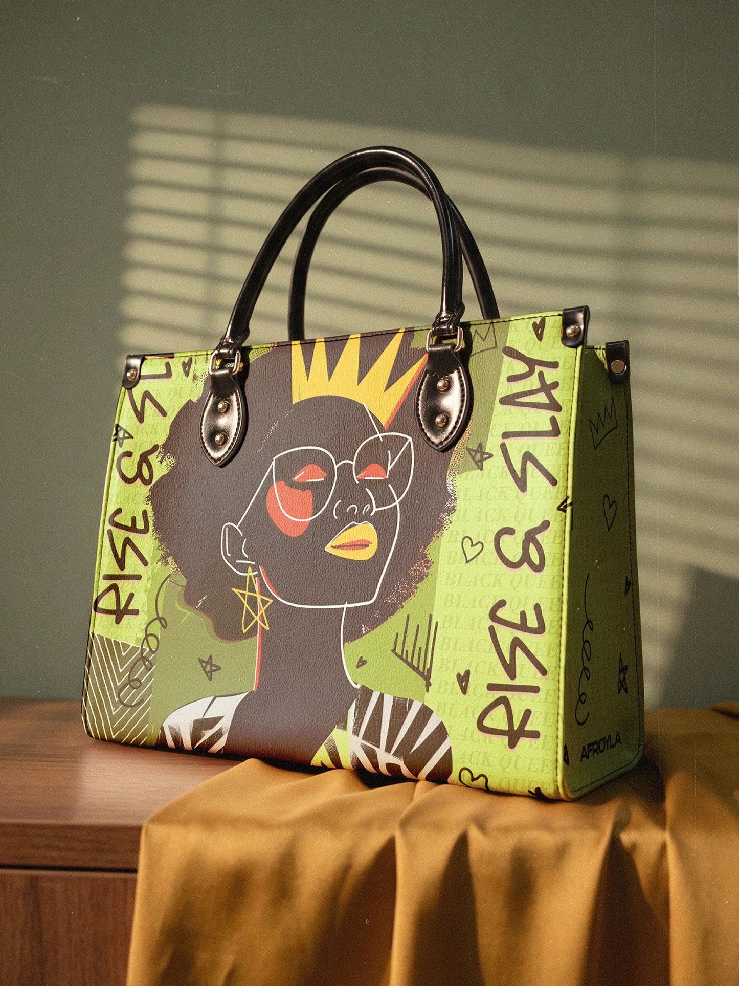 Afroyla "Aina" Lime Pop Leather Handbag