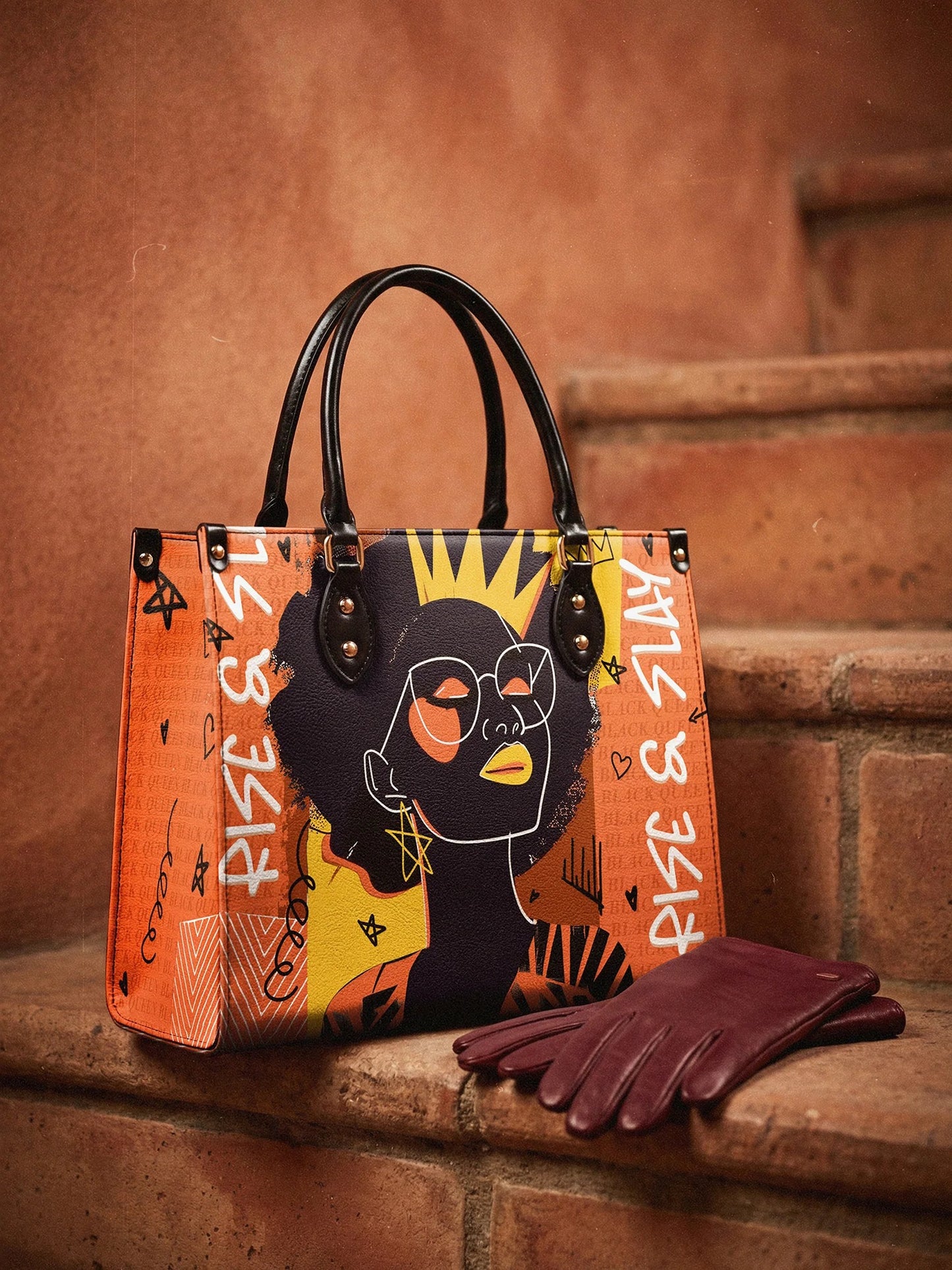 Afroyla "Aina" Orange Sorbet Leather Handbag