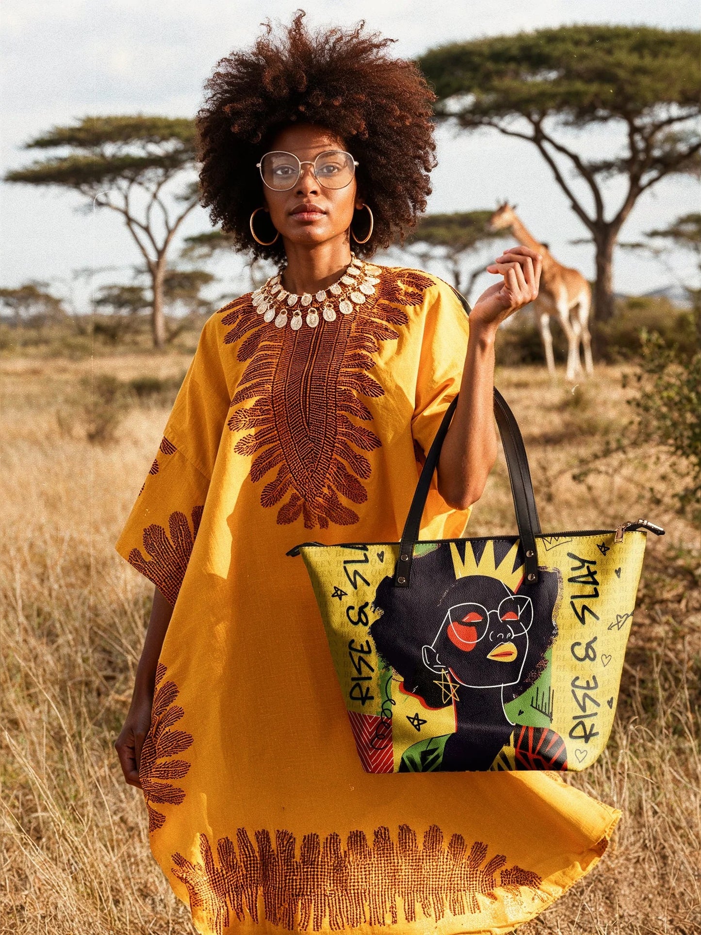 Afroyla "Aina" Lemon Zest Leather Tote Bag