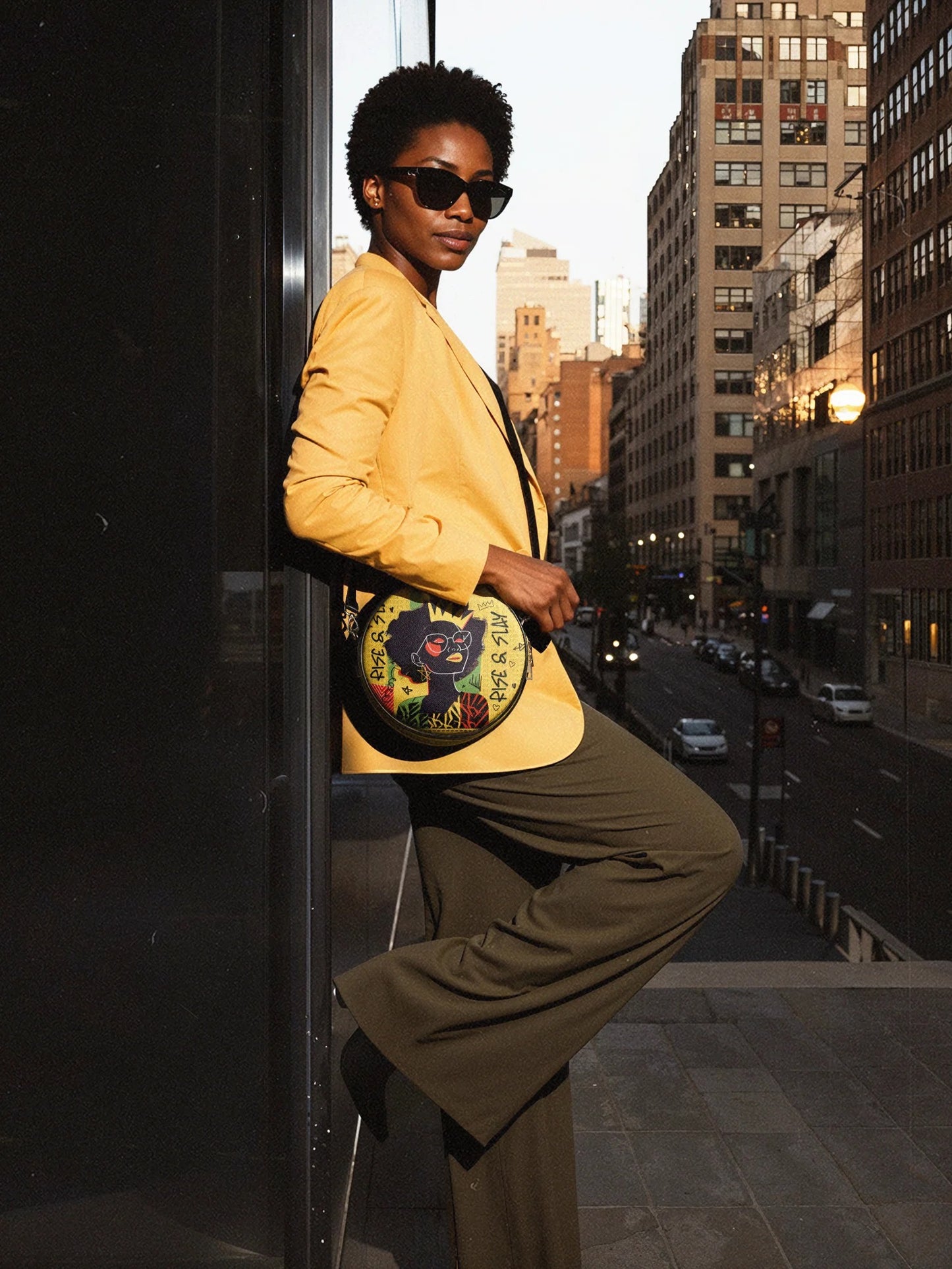 Afroyla "Aina" Lemon Zest Circle Crossbody Bag