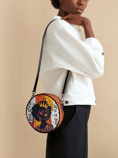 Afroyla "Aina" Coconut White Circle Crossbody Bag